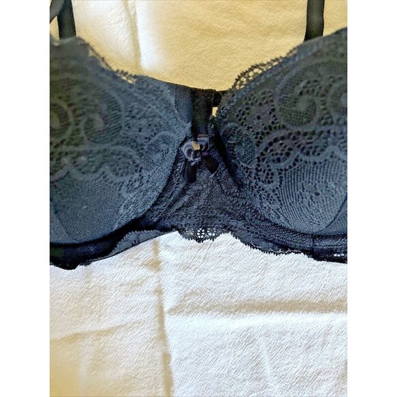 Gilligan & O'Malley Black Push-up Bra 34D Underwire Lace Padded - Picture 3 of 12